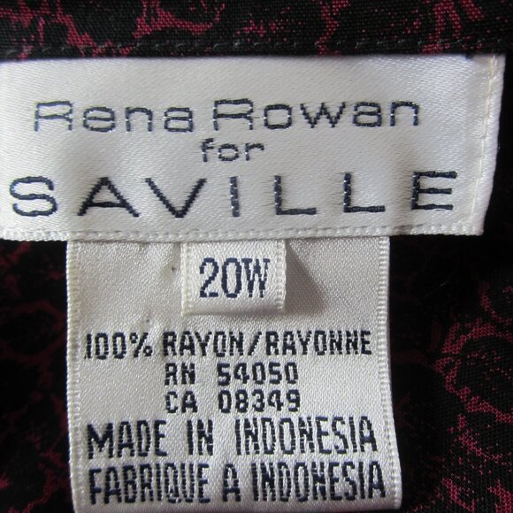 New Vtg Rena Rowan for Savile 20W Maroon Red Black Asymmetric LS Blouse NWT $72 - Picture 3 of 10